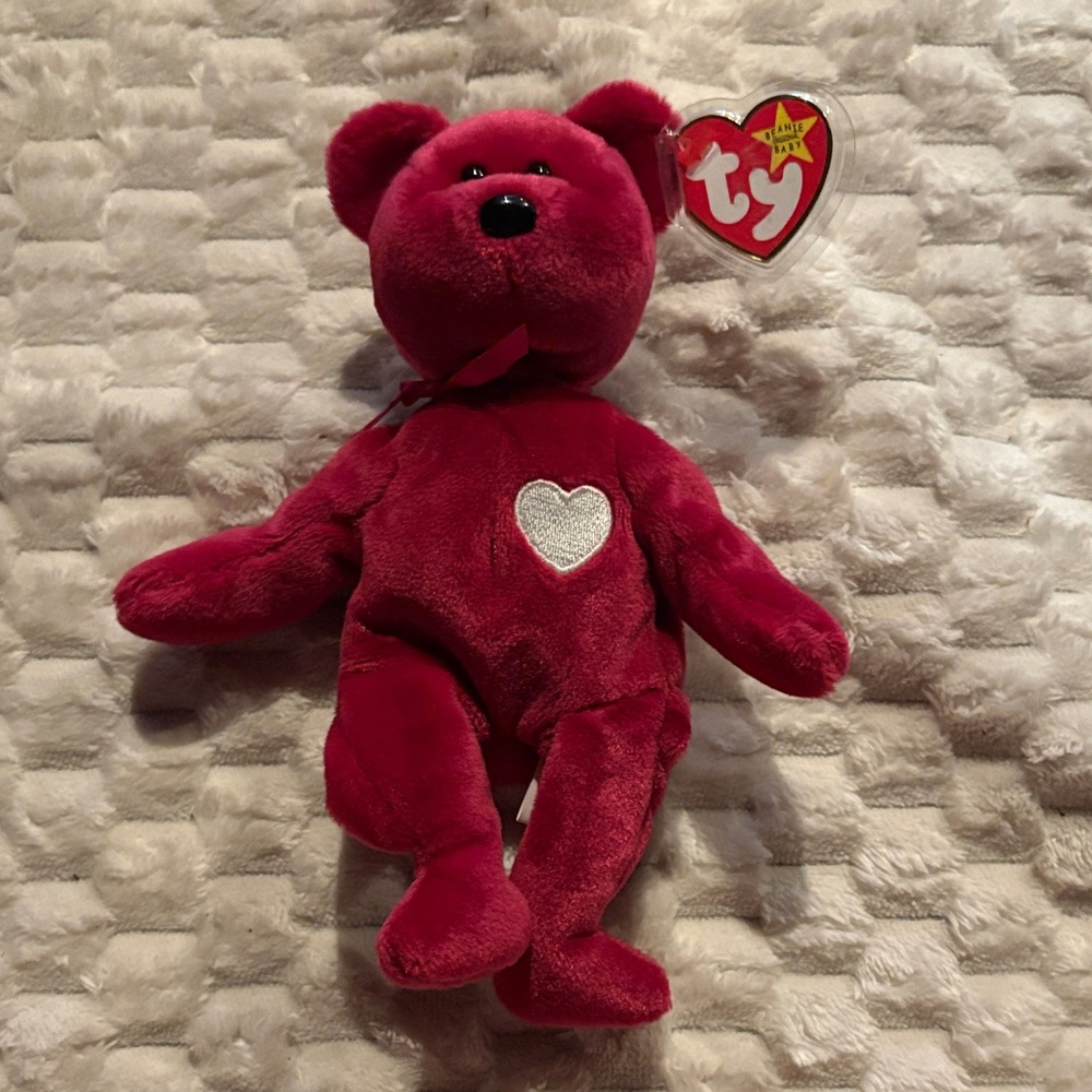Ty Plush Bear with Red and White Heart